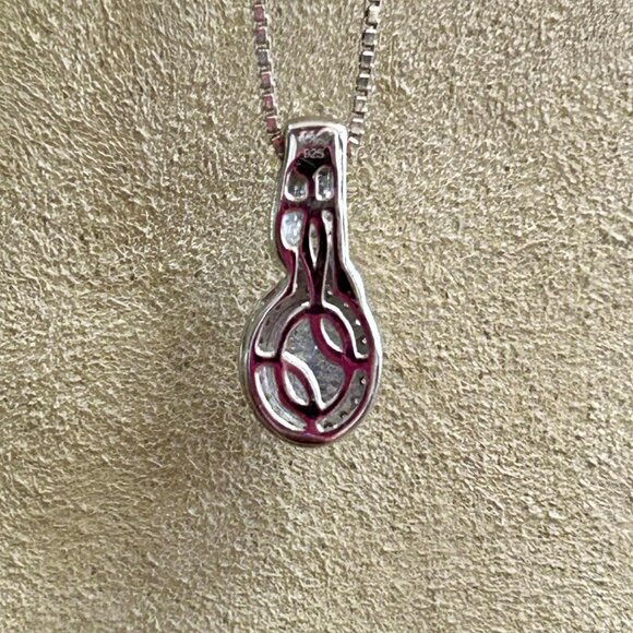 D’Joy Tanzanite & White Zircon Necklace, Rhodium & 18kt Gold Over 925 Silver - Picture 3 of 4